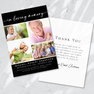 In Loving Memory Vier foto collage begrafenis Bedankkaart