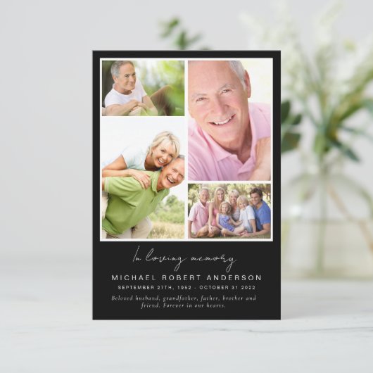 In Loving Memory Vier foto collage begrafenis Bedankkaart (Staand voorkant)