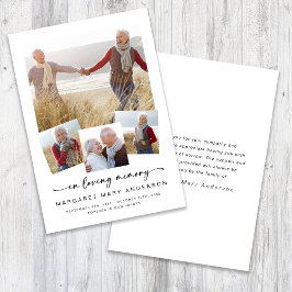 In Loving Memory Vier foto's Begrafenissympathie Bedankkaart