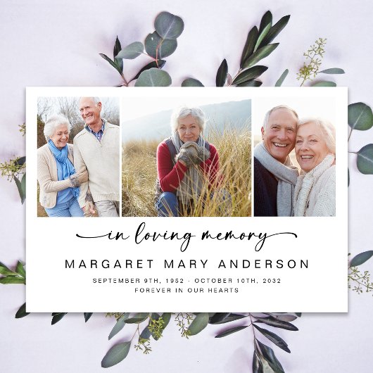 In Loving Memory Vier foto's Begrafenissympathie Bedankkaart
