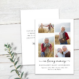 In Loving Memory Vier foto's Begrafenissympathie Bedankkaart