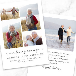 In Loving Memory Vijf foto's begrafenissympathie Bedankkaart