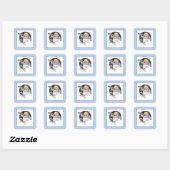 In Loving Memory Vintage Engel, Herdenking op Blau Vierkante Sticker (Vel)