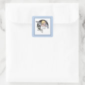 In Loving Memory Vintage Engel, Herdenking op Blau Vierkante Sticker (Tas)