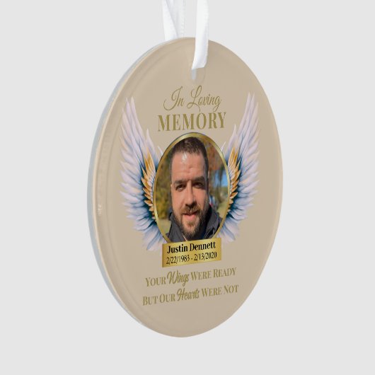 In Loving Memory waren je vleugels klaar foto Ornament (voorkant)