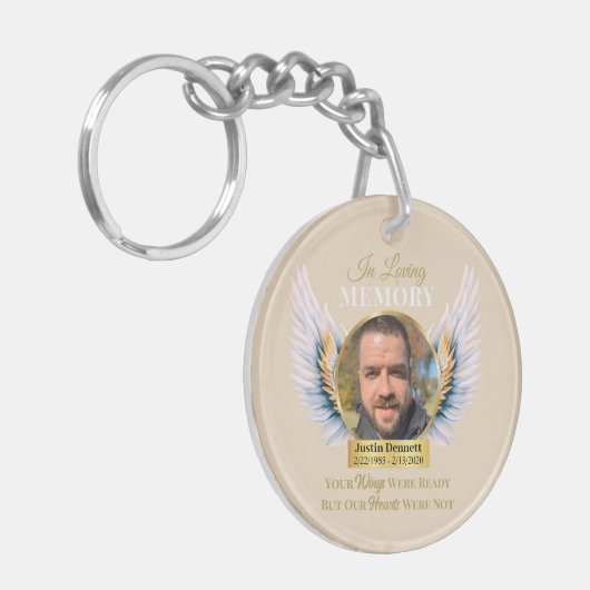 In Loving Memory waren je vleugels klaar Photo Ang Sleutelhanger (Voorkant Links)
