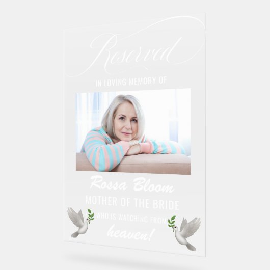 In Loving Memory Wedding Gereserveerde Gedenkplaat Acryl Bord (Hoek)