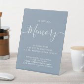 In Loving Memory Wedding Memorial Dusty Blue Reclamebord Met Voetstuk (Insitu)