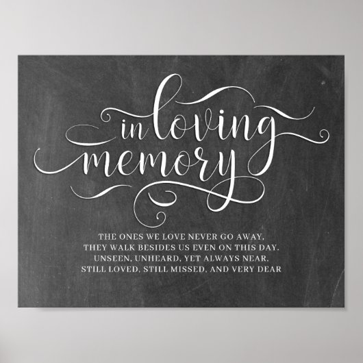 In Loving Memory Wedding Memorial Sign Poster (Voorkant)