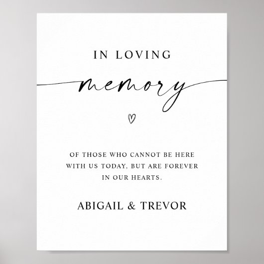 In Loving Memory Wedding Memorial Table Poster (Voorkant)
