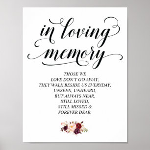 In loving memory Wedding Memorial Table Sign v22 Poster