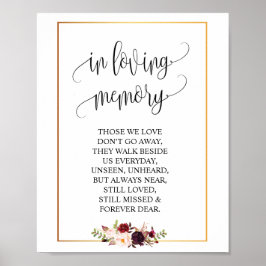 In loving memory Wedding Memorial Table Sign v3 Poster