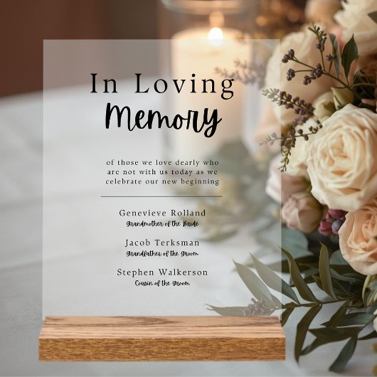 In Loving Memory Wedding Remembrance Acrylic Sign Acryl Bord