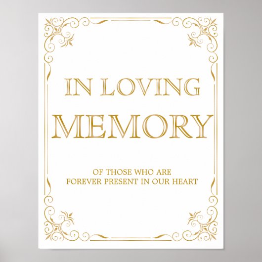 In Loving Memory Wedding Sign | Gatsby Art Deco Poster (Voorkant)