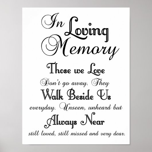 In Loving Memory Wedding Sign Poster (Voorkant)