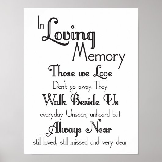 In Loving Memory Wedding Sign Poster (Voorkant)