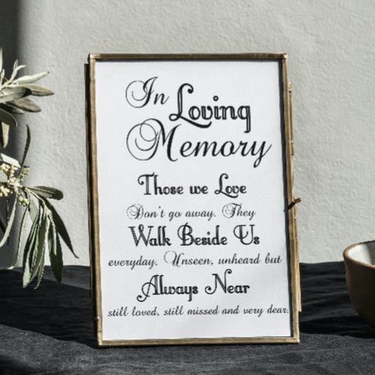 In Loving Memory Wedding Sign Poster