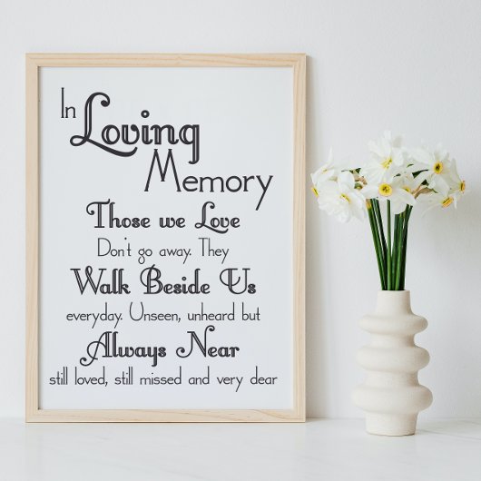 In Loving Memory Wedding Sign Poster