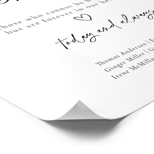 In Loving Memory Wedding Sign Poster (Hoek)