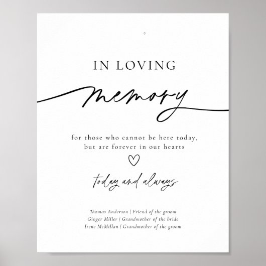 In Loving Memory Wedding Sign Poster (Voorkant)