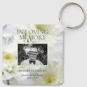 In Loving Memory White Flowers Foto Sleutelhanger (Achterkant)