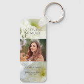 In Loving Memory White Flowers Foto Sleutelhanger (Achterkant)