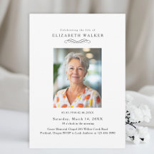 In Loving Memory White Photo Funeral Invitation