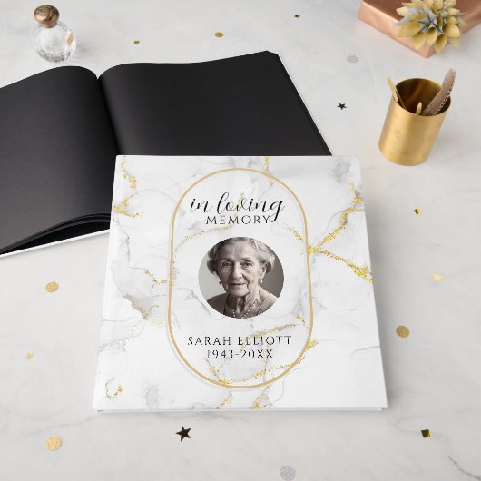 In Loving Memory  with Photo | marble  Gastenboek (Voorkant open)