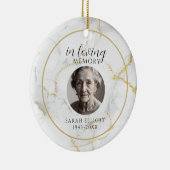In Loving Memory with Photo | marble gold Keramisch Ornament (Rechts)