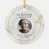 In Loving Memory with Photo | marble gold Keramisch Ornament (Voorkant)