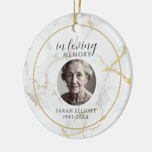 In Loving Memory with Photo | marble gold Keramisch Ornament (Links)