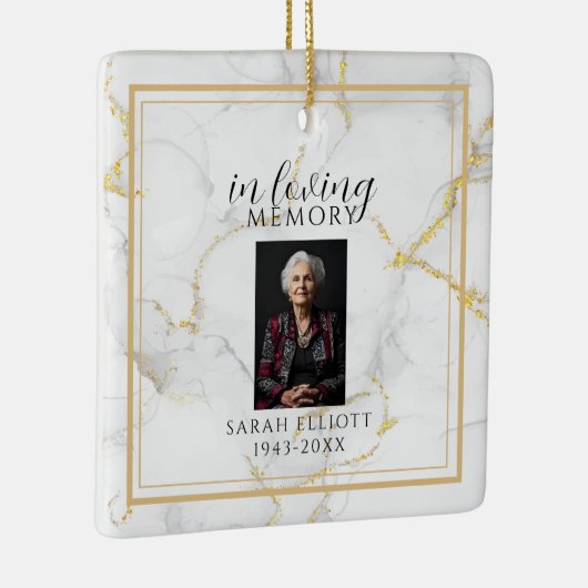 In Loving Memory  with Photo | marble gold Keramisch Ornament (Rechts)