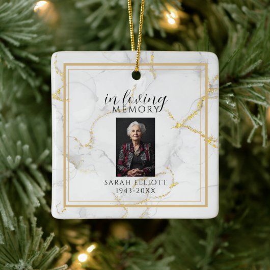 In Loving Memory  with Photo | marble gold Keramisch Ornament (Boom)