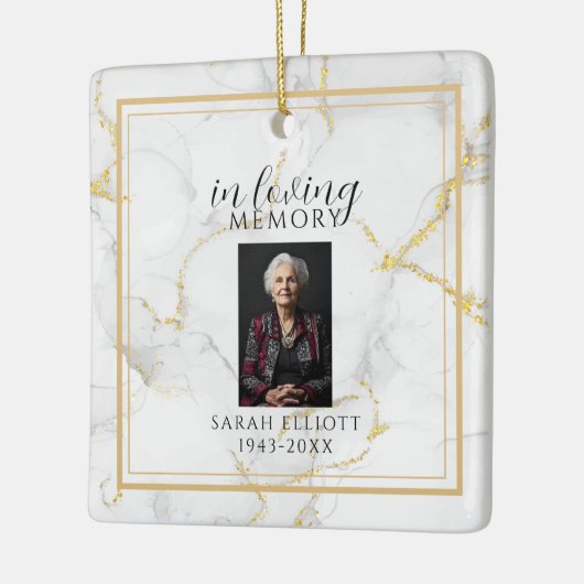 In Loving Memory  with Photo | marble gold Keramisch Ornament (Links)
