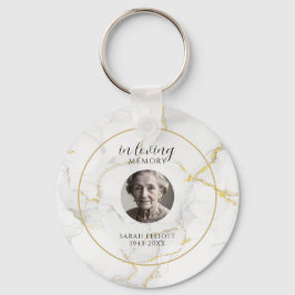 In Loving Memory with Photo | marble gold  Sleutelhanger