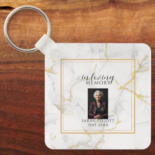In Loving Memory  with Photo | marble gold Sleutelhanger (Voorkant)