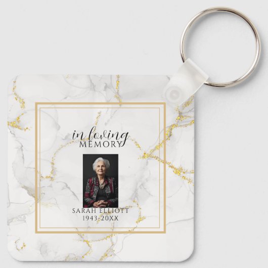 In Loving Memory with Photo | marble gold Sleutelhanger (Achterkant)