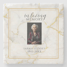 In Loving Memory  with Photo | marble gold Stenen Onderzetter