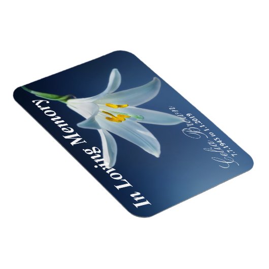 In Loving Memory Witte Lily | Begrafenis, gedenkte Magneet (Rechterzijde)