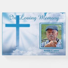 In Loving Memory Witte Wolken Blauw Kruis Begrafen Gastenboek