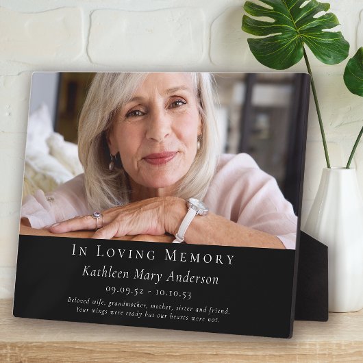 In Loving Memory Zwart Foto Memorial Tribute Fotoplaat