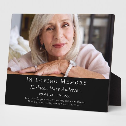 In Loving Memory Zwart Foto Memorial Tribute Fotoplaat (Zijkant)