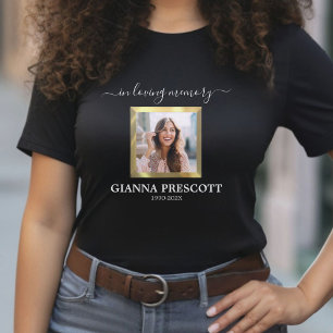 In Loving Memory Zwart & Goud Foto Begrafenis T-shirt