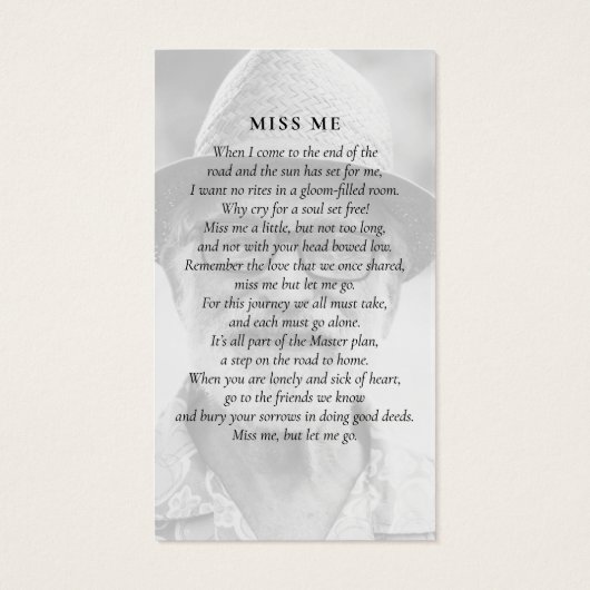 In Loving Memory Zwart & Wit 2-foto gebed Kaart (Achterkant)