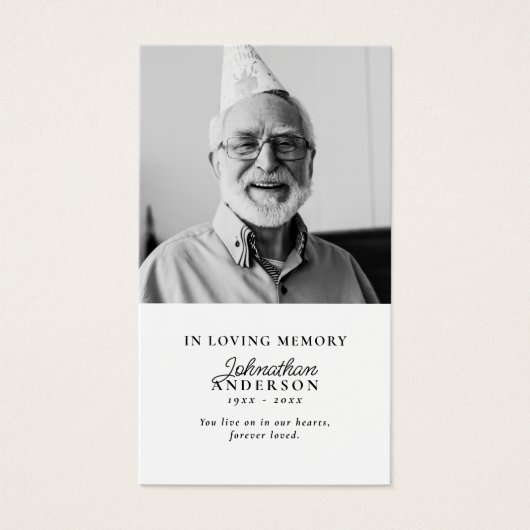 In Loving Memory Zwart & Wit 2-foto gebed Kaart (Voorkant)