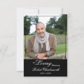 In Loving Memory Zwart Wit Script begrafenisfoto Bedankkaart (Voorkant)