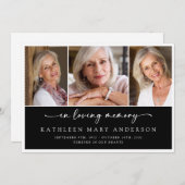 In Loving Memory Zwart Wit Sympathie Begrafenis Bedankkaart (Voorkant / Achterkant)