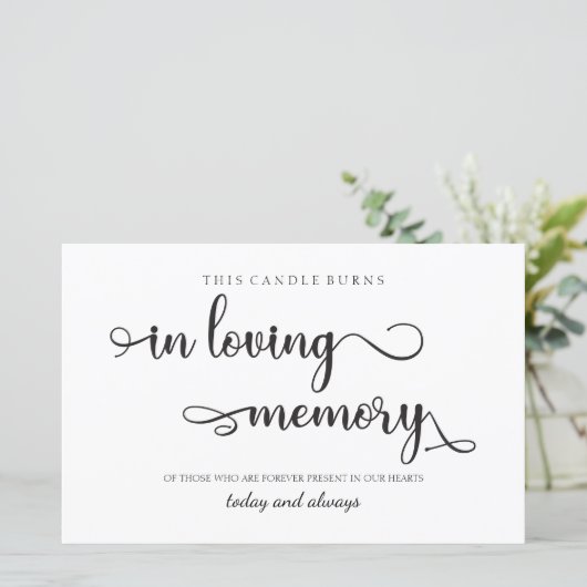 "In loving memory" Zwart-witbord (Staand voorkant)