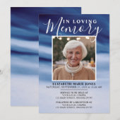IN LOZE MEMORY Navy Blue Photo Memorial Funeral Kaart (Voorkant / Achterkant)