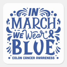 In maart draag we blauw vierkante sticker